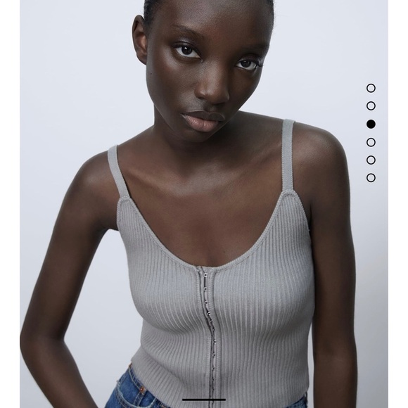 Zara Knit Corset Top Size Small - Grayish Spaghetti Strap Tank Top - Picture 3 of 8